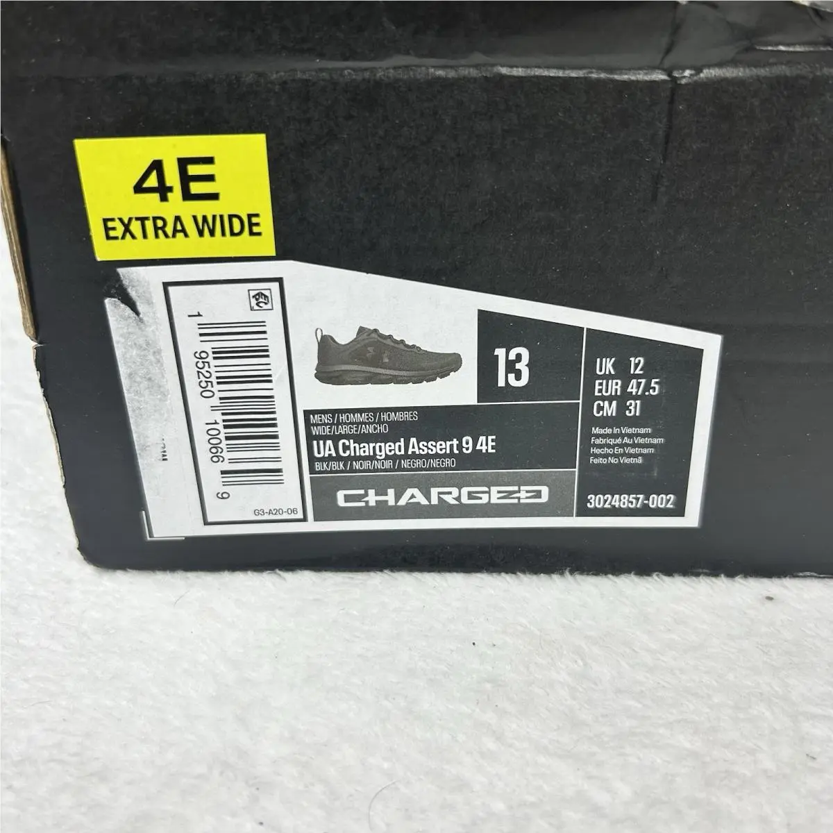 Under Armour shoes - Under Armour Charged Assert 9 - 3024857-002 - Black (UPC: 0195250100669) 9