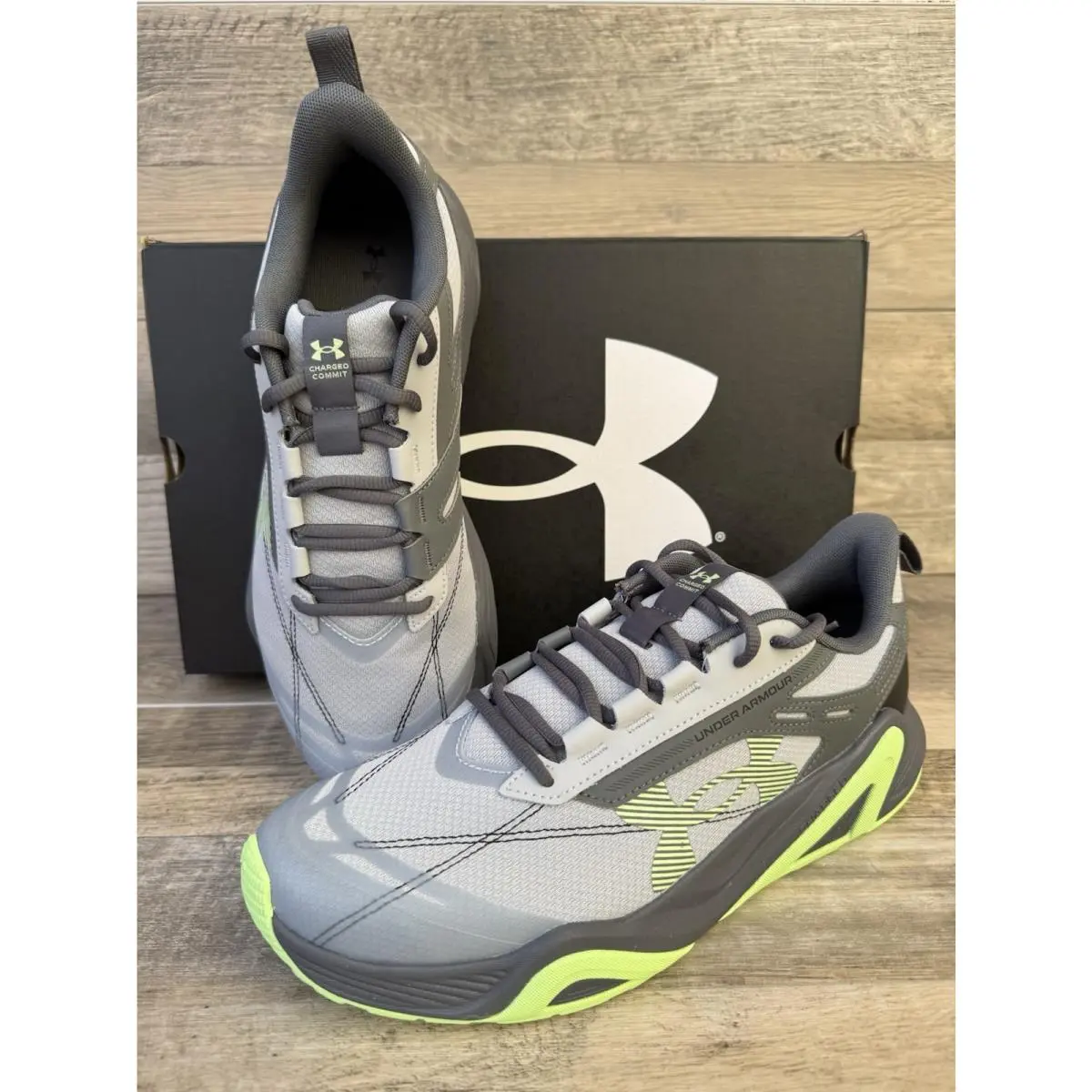 Under Armour UA Charged Commit TR 5 Men’s Size 11 Gray Lime Training Shoes