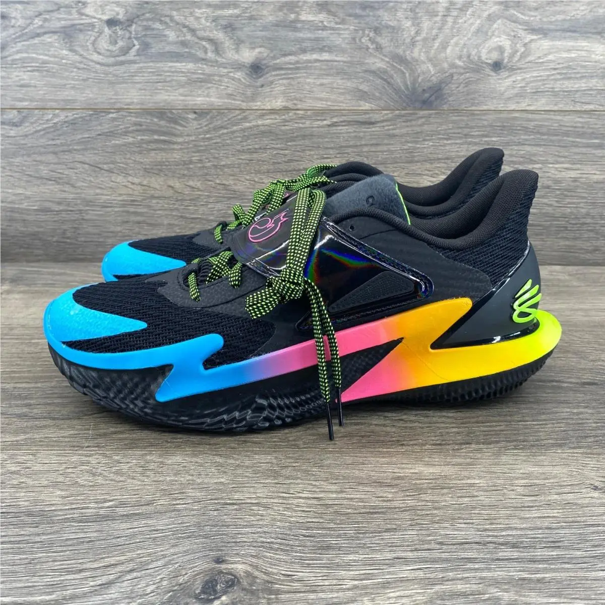Under Armour Curry D. Fox 2 Basketball Shoes Mens 10.5 Black Multi-color Rainbow