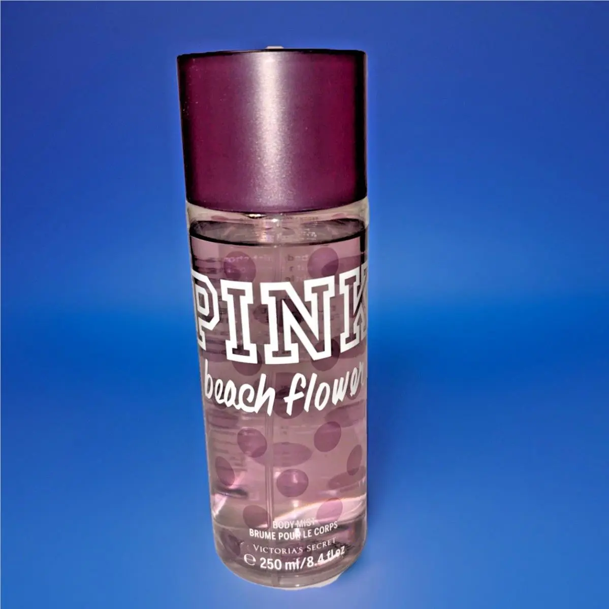 Victoria`s Secret Pink Beach Flower 8.4 Oz. Body Mist Purple Polkadot Ships Free