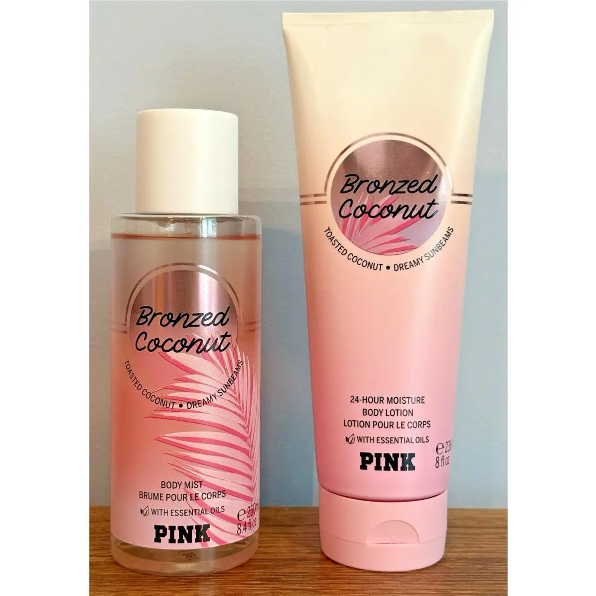 Victoria`s Secret Pink Bronzed Coconut Body Mist 8.4oz Body Lotion 8oz