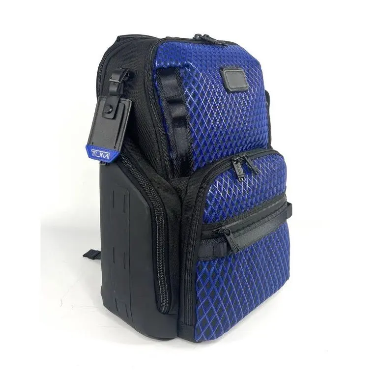 Tumi Alpha Bravo Navigation Ballistic Nylon Leather Backpack Electric Blue