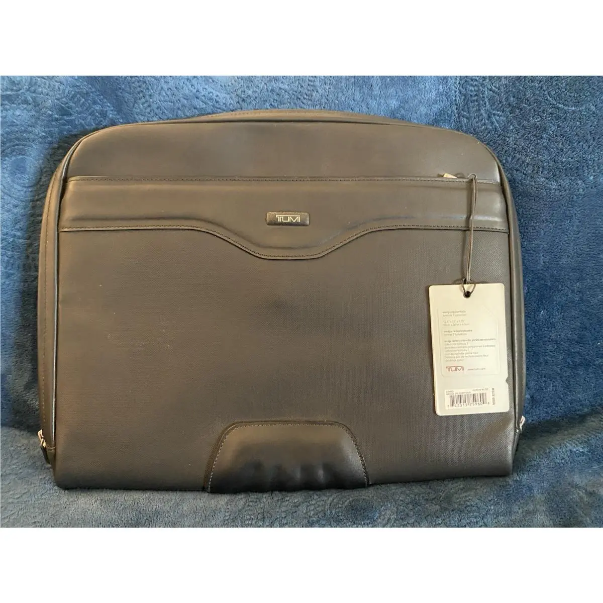 Tumi Executive Black Leather Wedge Zip Portfolio Case Mstp