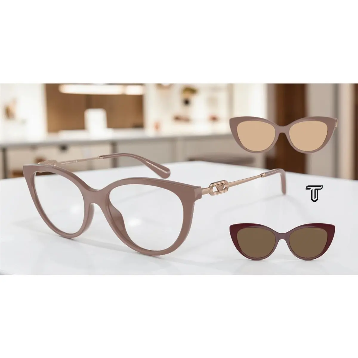 Emporio Armani EA4213U 51461W Shiny Tundra Clear 53 mm Women`s Sunglasses