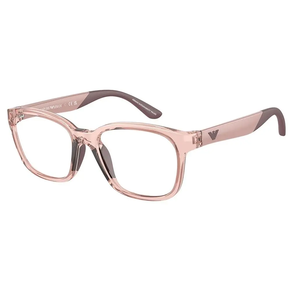 Emporio Armani Kids EK 3003 5544 Shiny Transparent Pink Plastic Eyeglasses 47mm