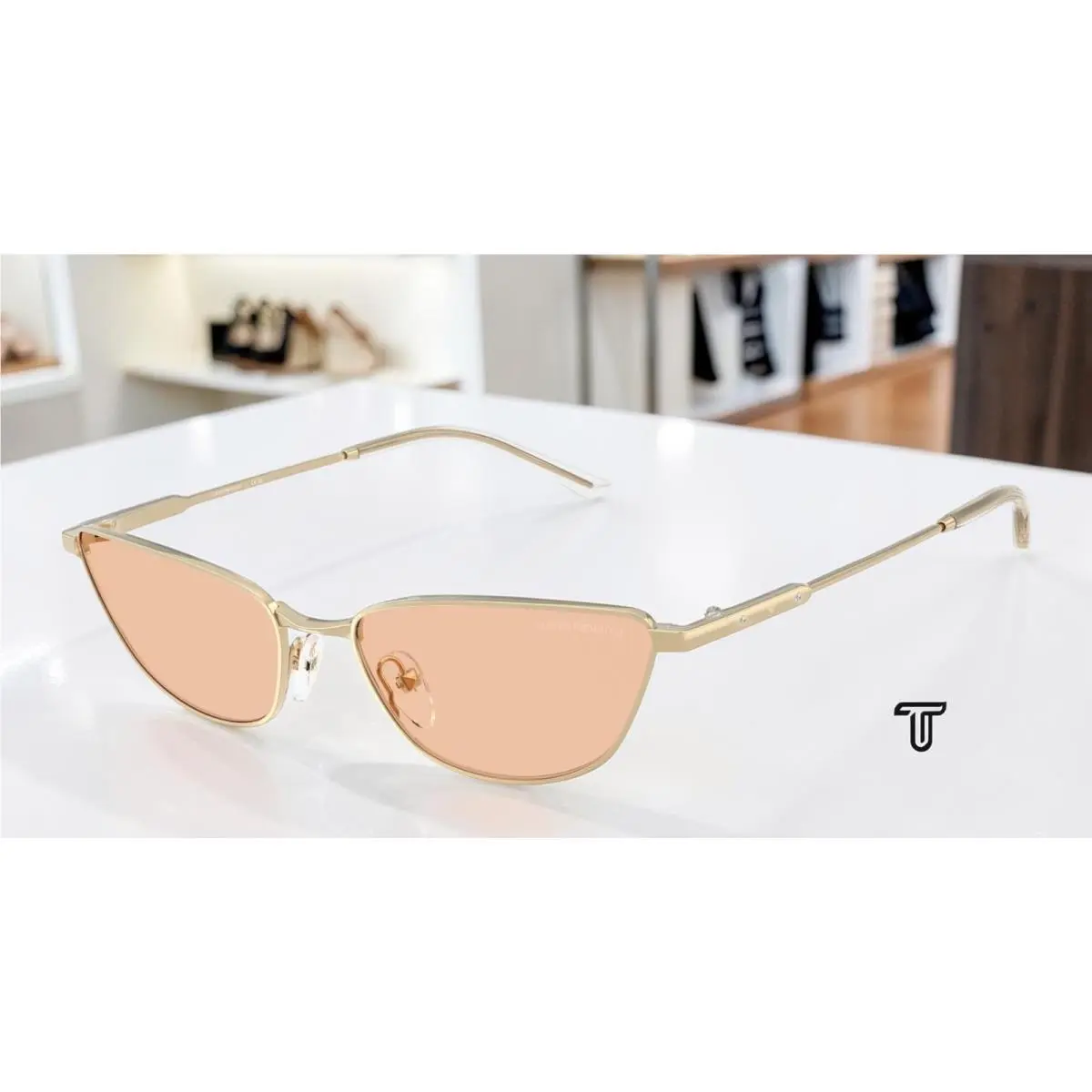 Emporio Armani EA2174B 301393 Shiny Pale Gold Brown 55 mm Women`s Sunglasses
