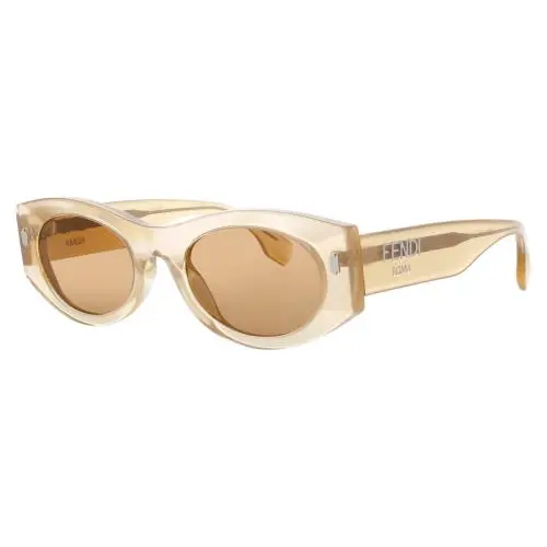 Fendi Fe40125i 59E Sunglasses Beige Frame Brown Lenses 52 mm