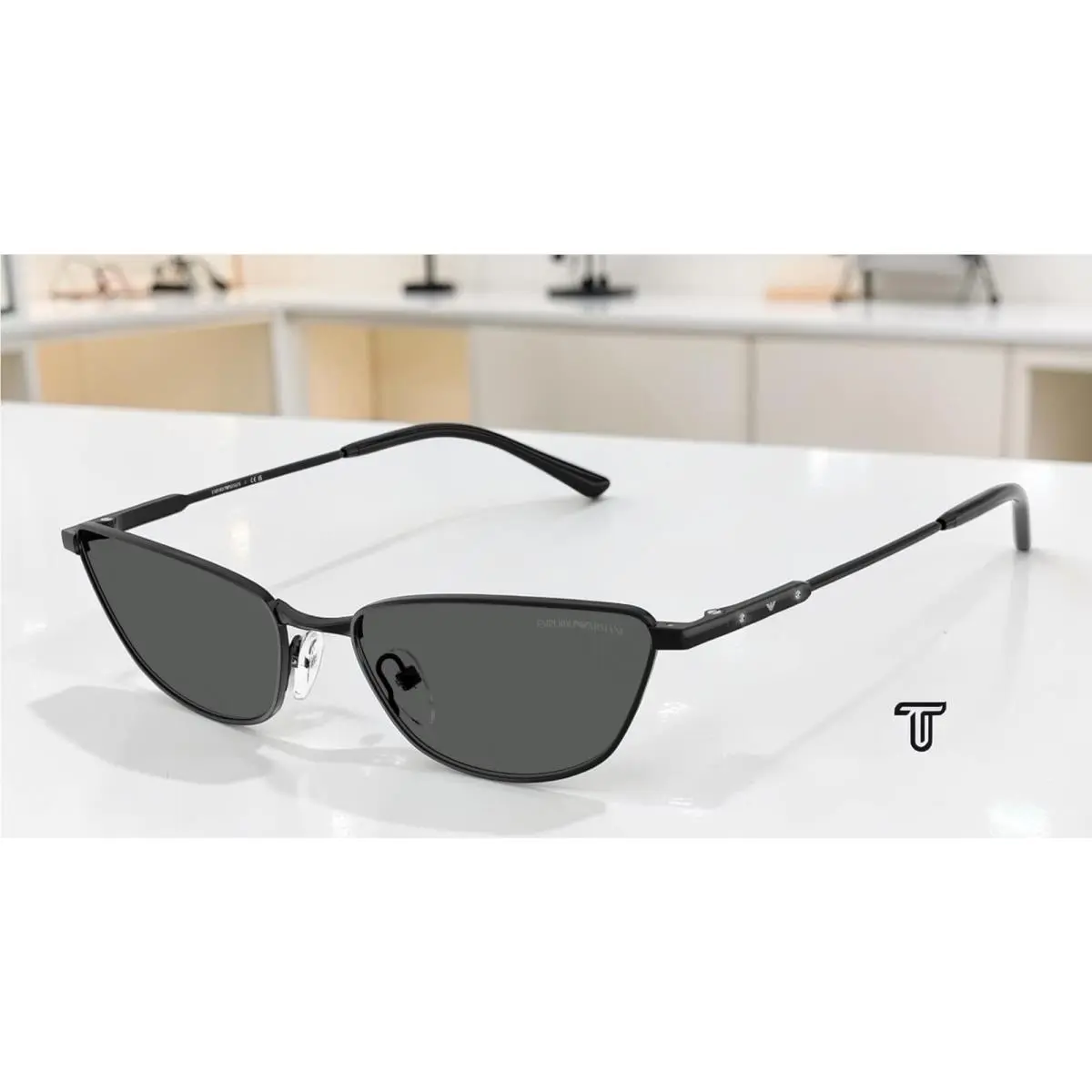 Emporio Armani EA2174B 301487 Shiny Black Dark Grey 55 mm Women`s Sunglasses