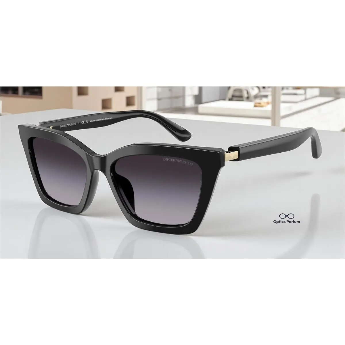 Emporio Armani EA4250U 50178G Shiny Black Gradient Grey 54 mm Women`s Sunglasses