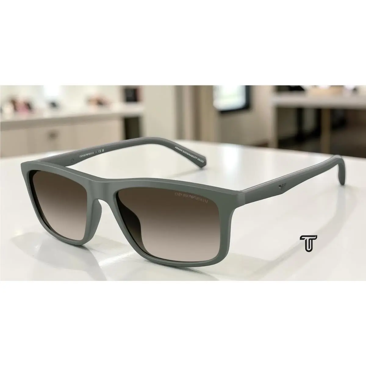 Emporio Armani EA4257U 631213 Matte Green Gradient Brown 57 mm Men`s Sunglasses