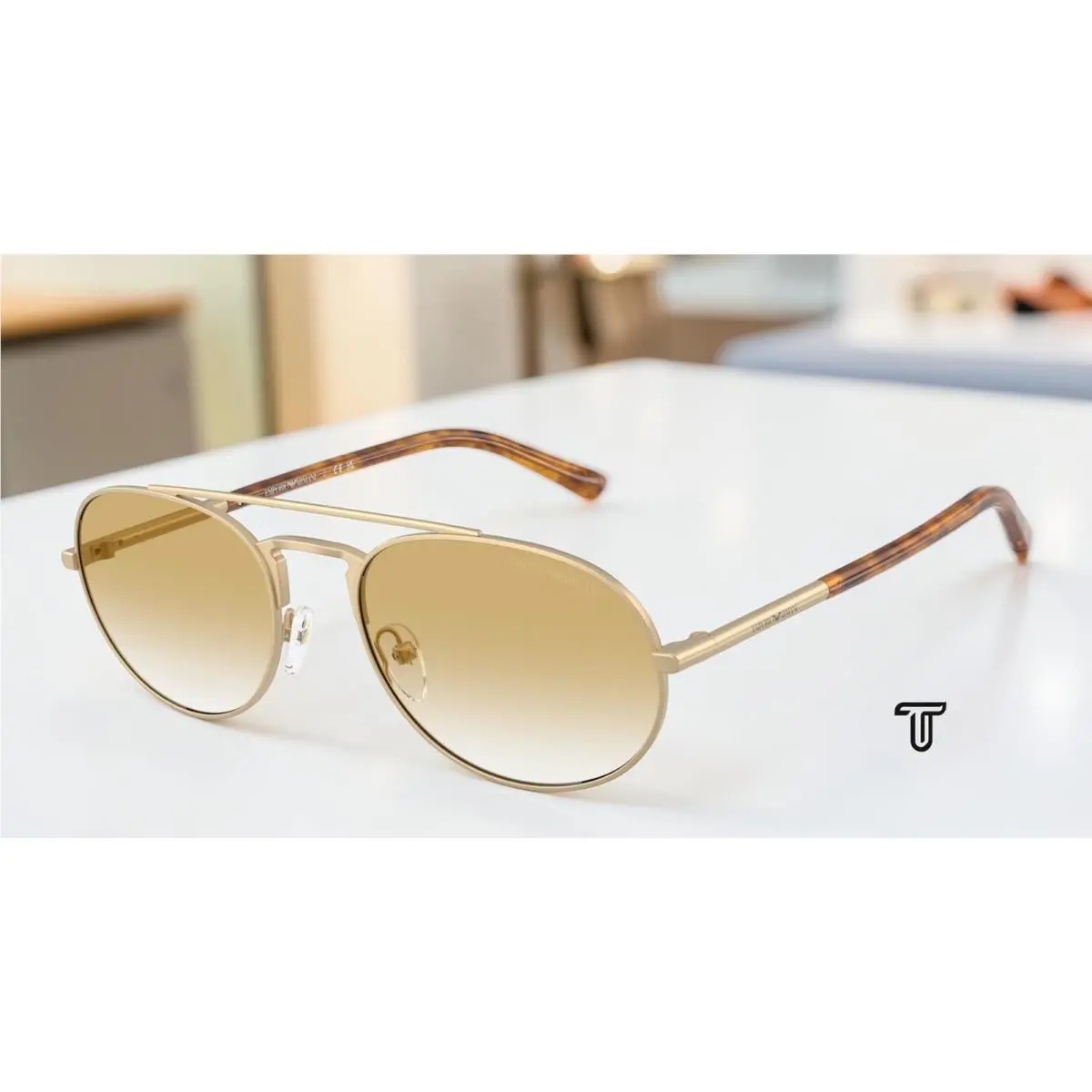Emporio Armani EA2171 30022Q Matte Pale Gold Gradient Yellow 57mm Men Sunglasses
