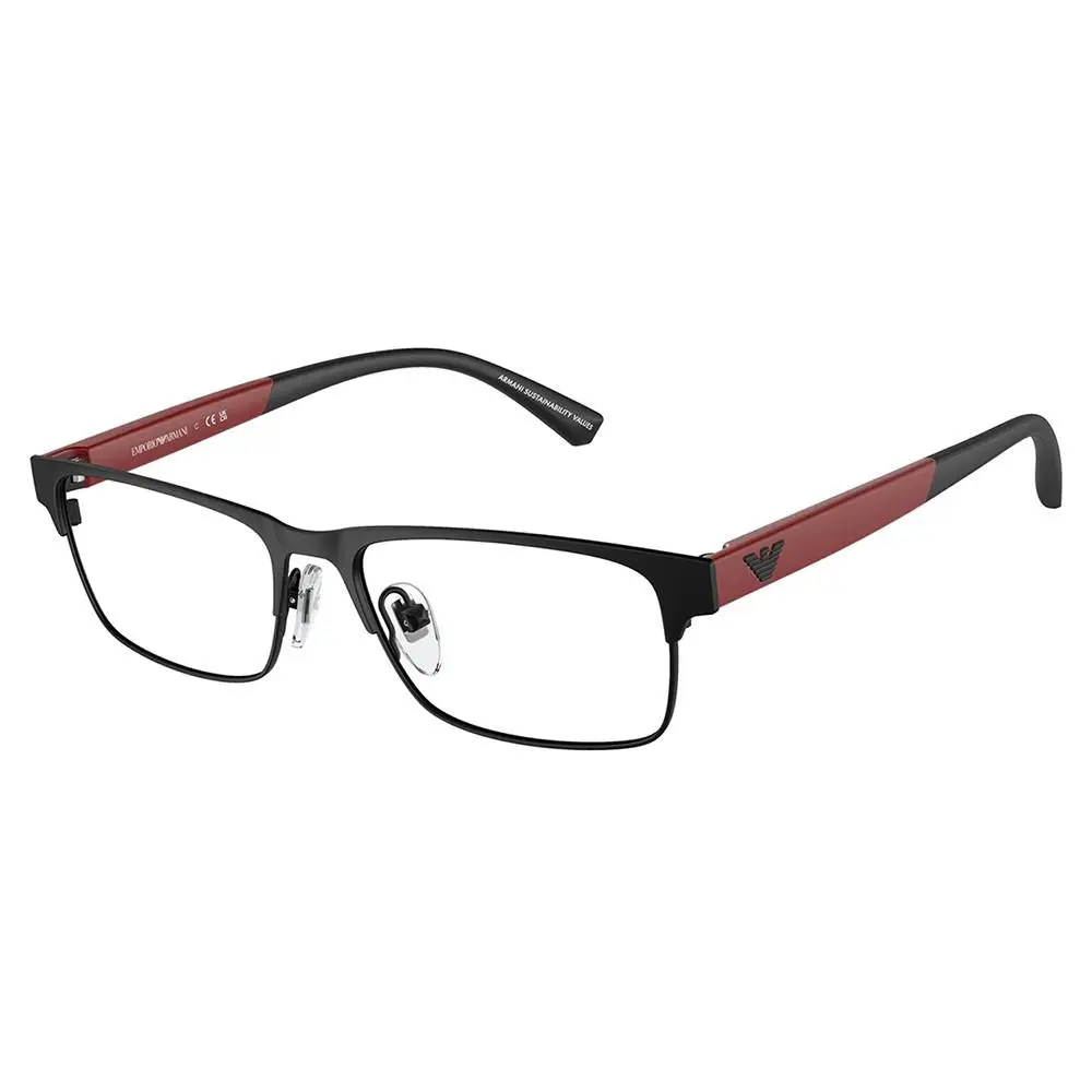 Emporio Armani EK 1001 3001 Matte Black Metal Rectangle Eyeglasses 47mm