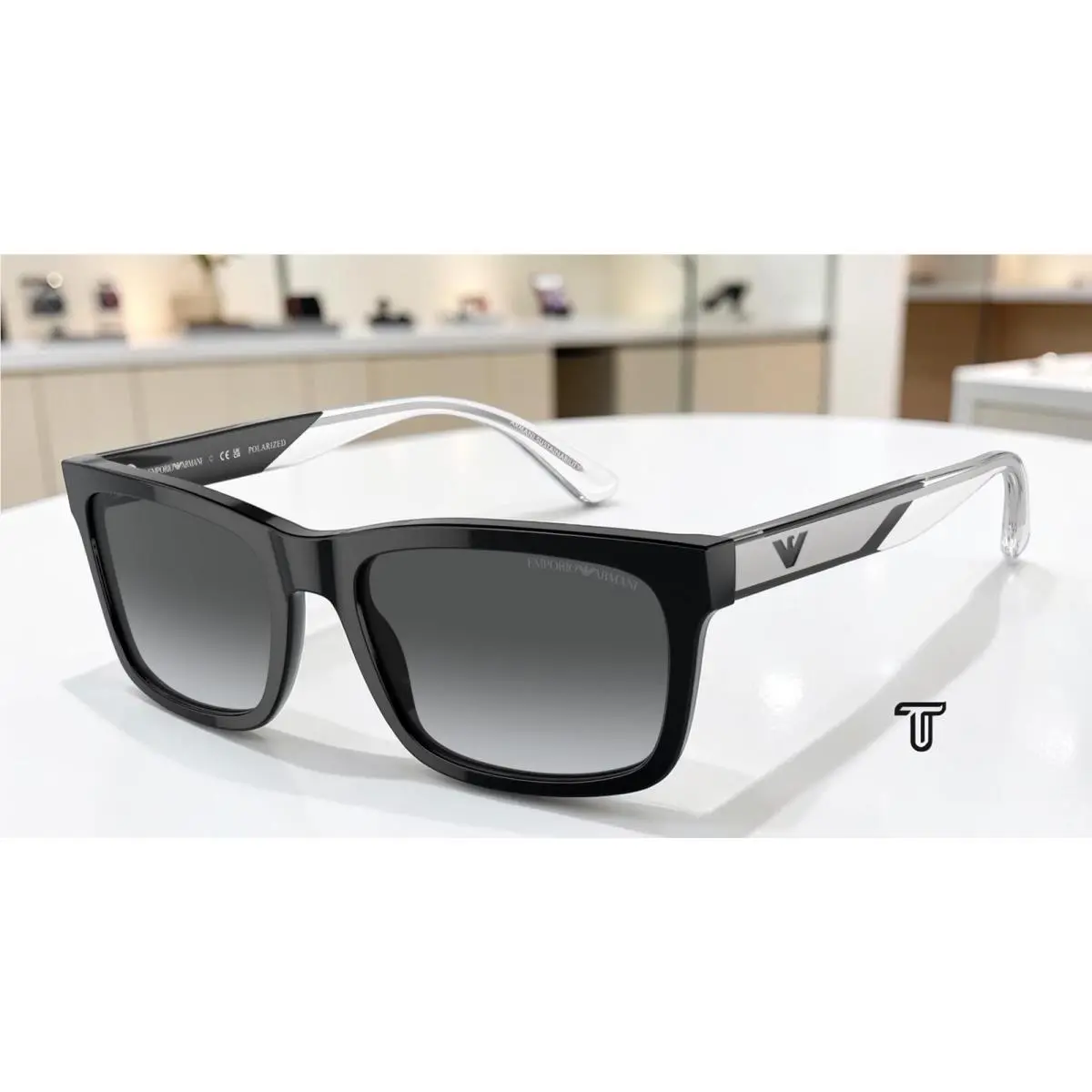 Emporio Armani EA4224 5017T3 Black Dark Grey Polarized 57 mm Men`s Sunglasses