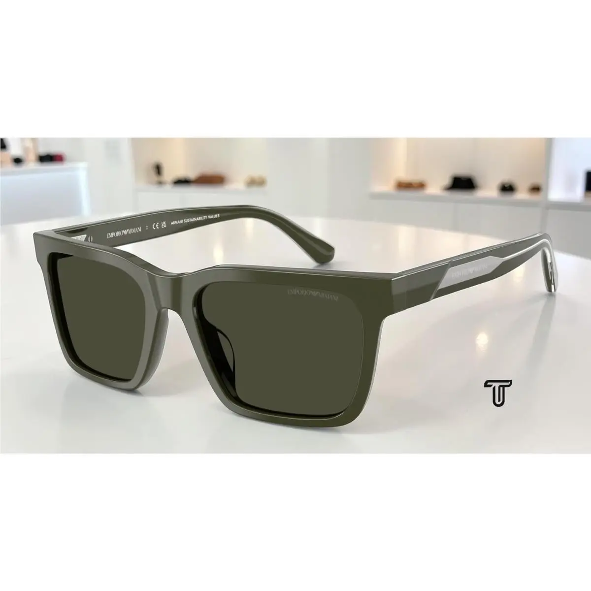 Emporio Armani EA4262U 632182 Shiny Green Green 57 mm Men`s Sunglasses