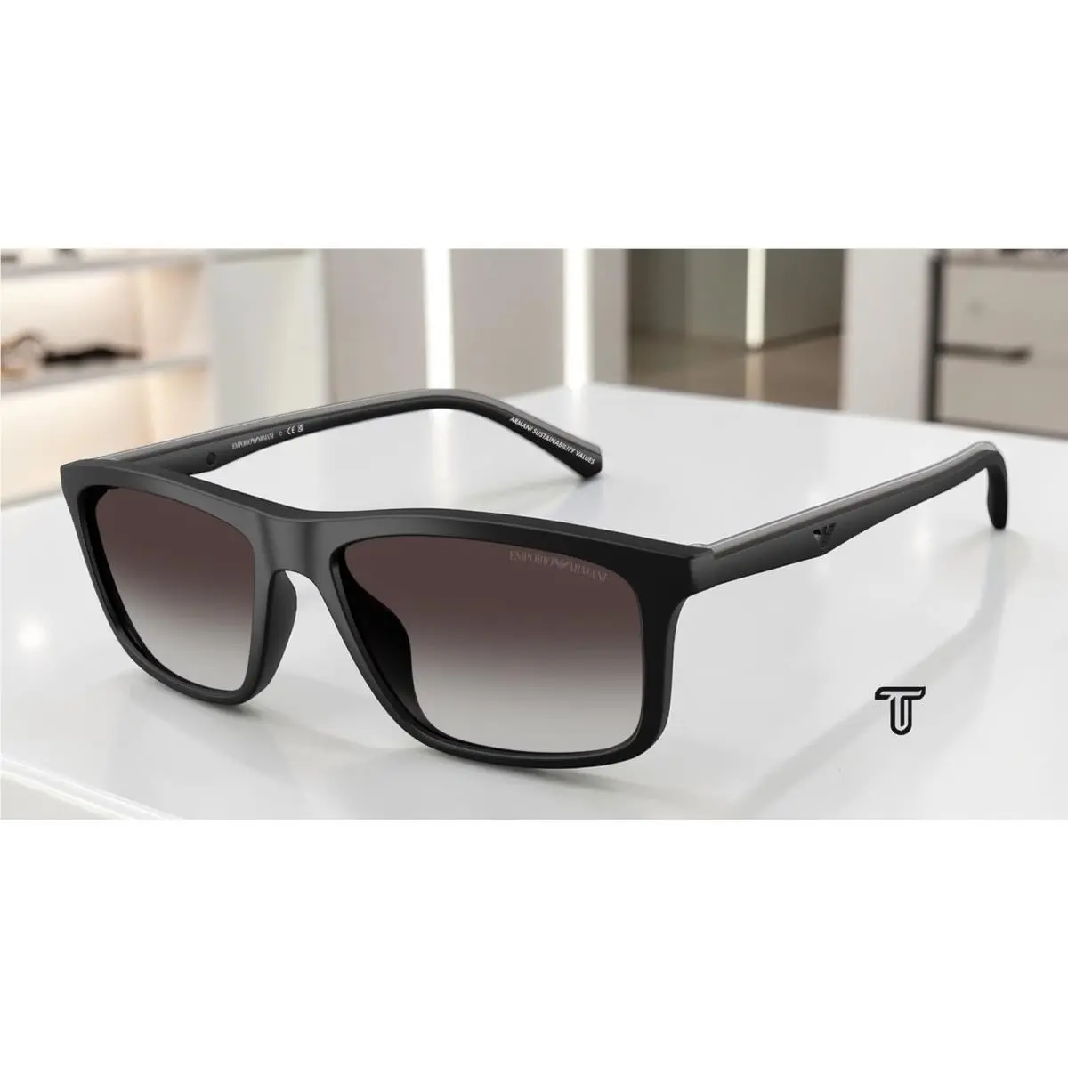Emporio Armani EA4257U 50018G Matte Black Grey Gradient 57 mm Men`s Sunglasses