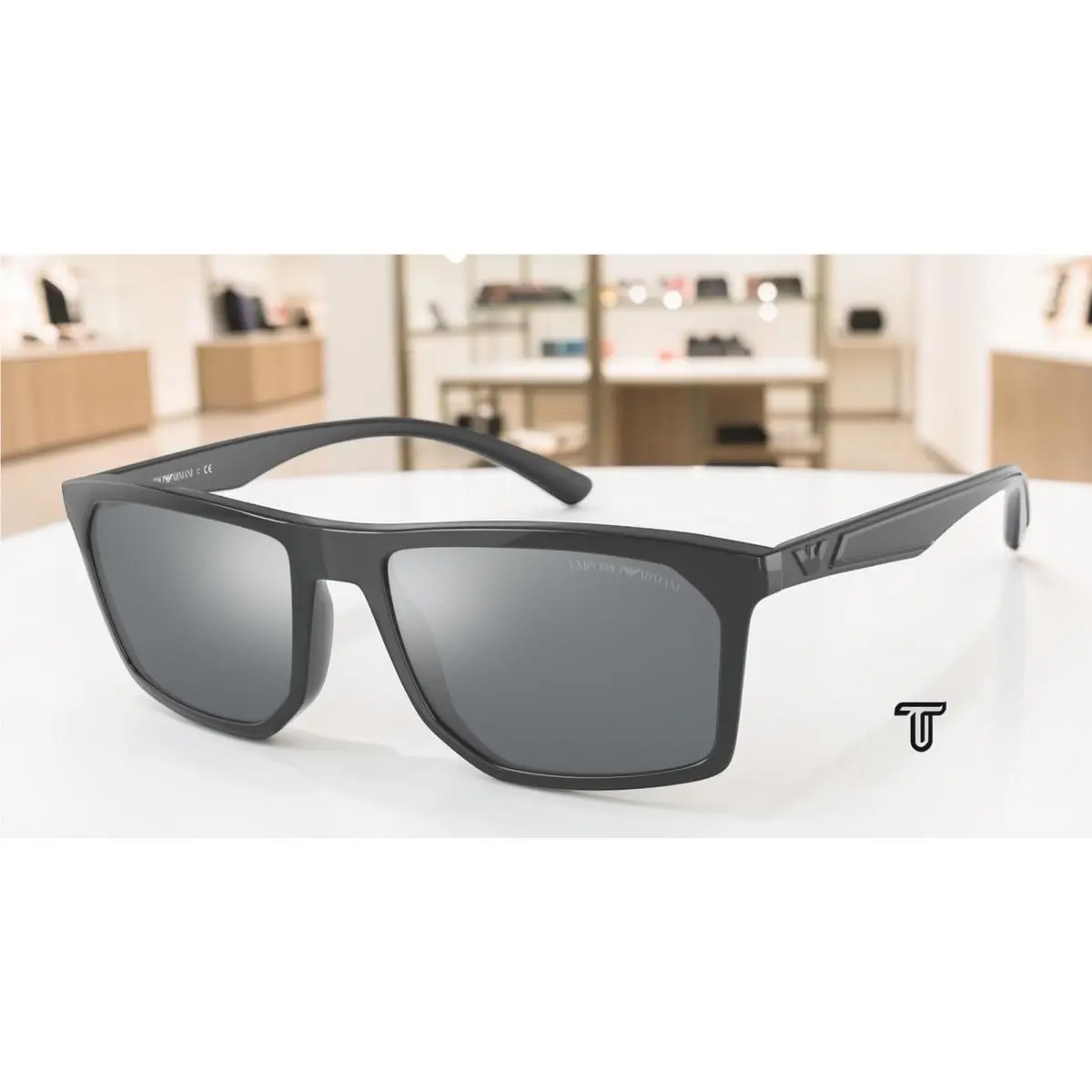 Emporio Armani EA4164 54516G Grey Light Grey Mirror Black 57 mm Men`s Sunglasses