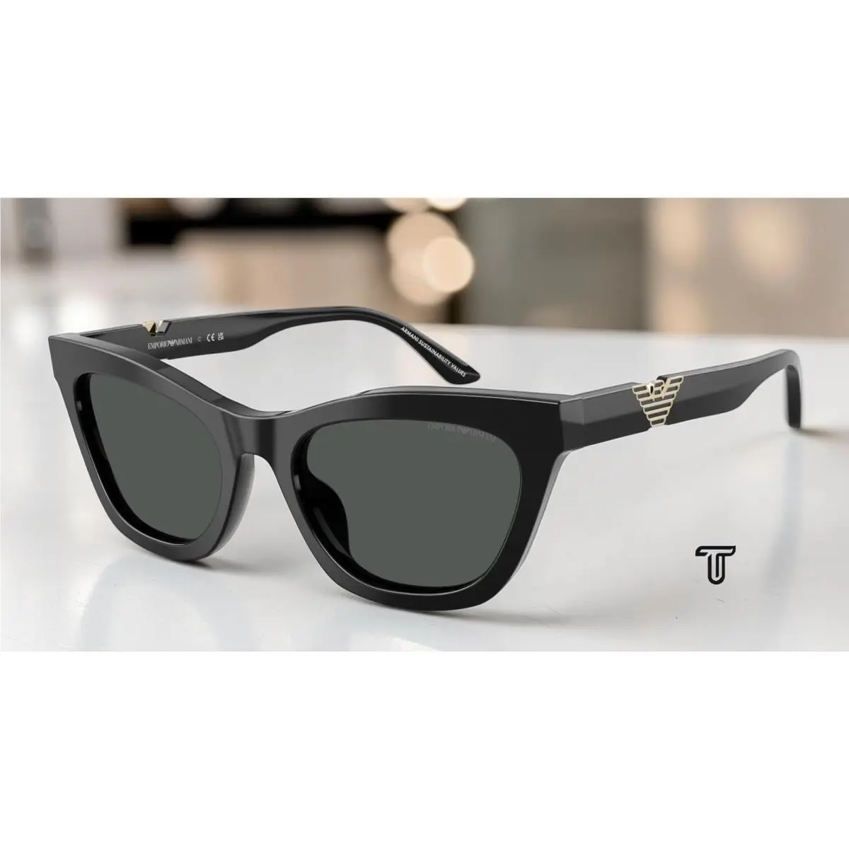 Emporio Armani EA4259U 501787 Shiny Black Dark Grey 55 mm Women`s Sunglasses