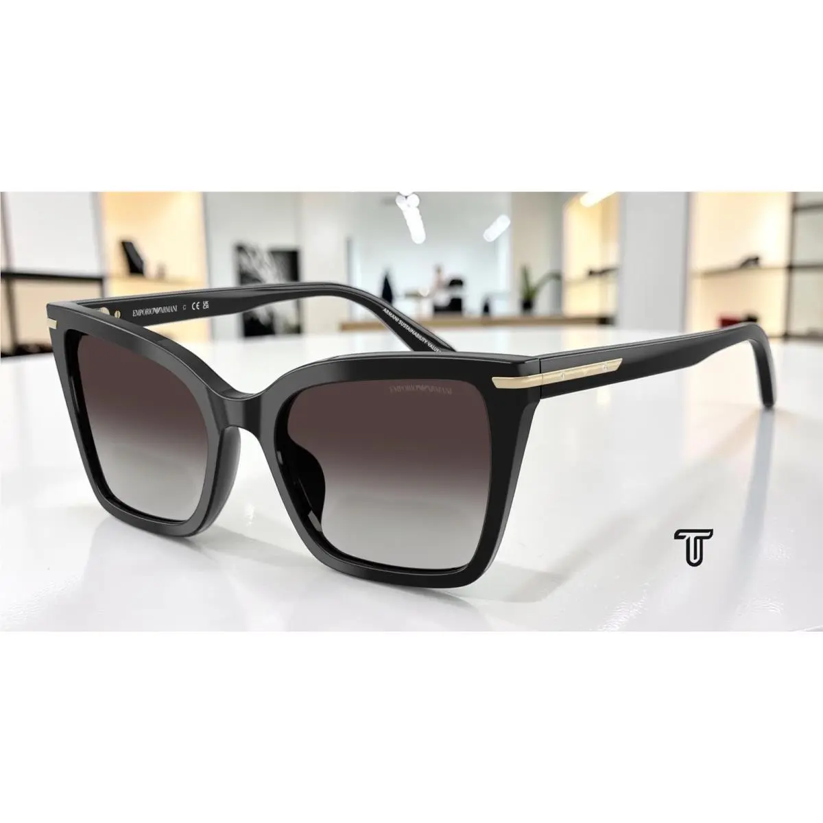 Emporio Armani EA4273BU 50178G Shiny Black Grey Gradient 53mm Women`s Sunglasses