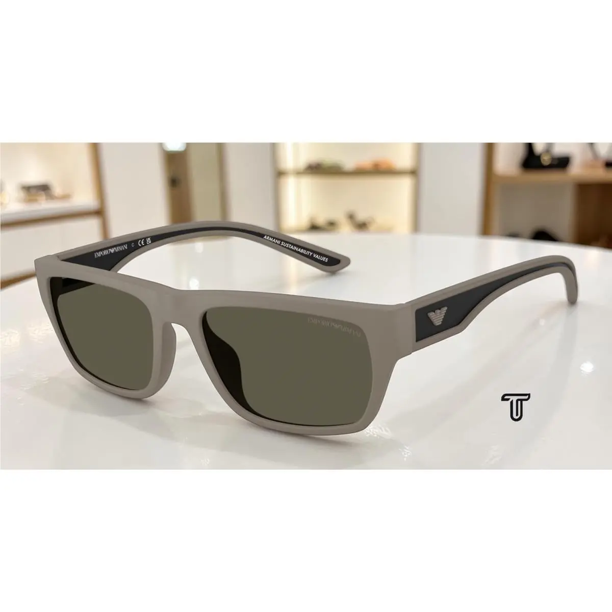 Emporio Armani EA4267U 636187 Rubber Matte Brown Dark Grey 57mm Men`s Sunglasses