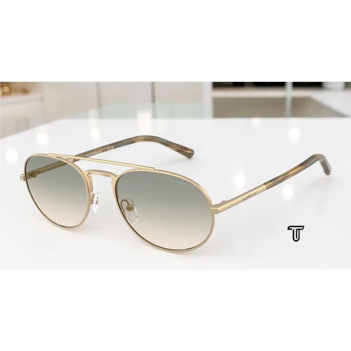 Emporio Armani EA2171 30022C Mt Pale Gold Brown Grad Green 57mm Men`s Sunglasses