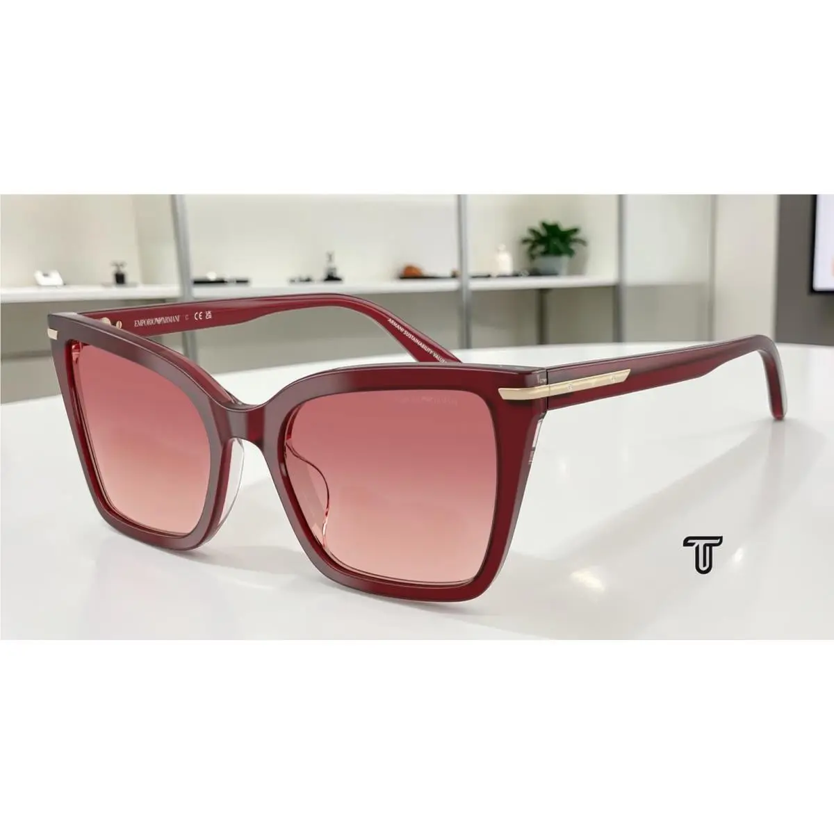 Emporio Armani EA4273BU 6377A5 Bordeaux Pink Gradient Red 53mm Womens Sunglasses