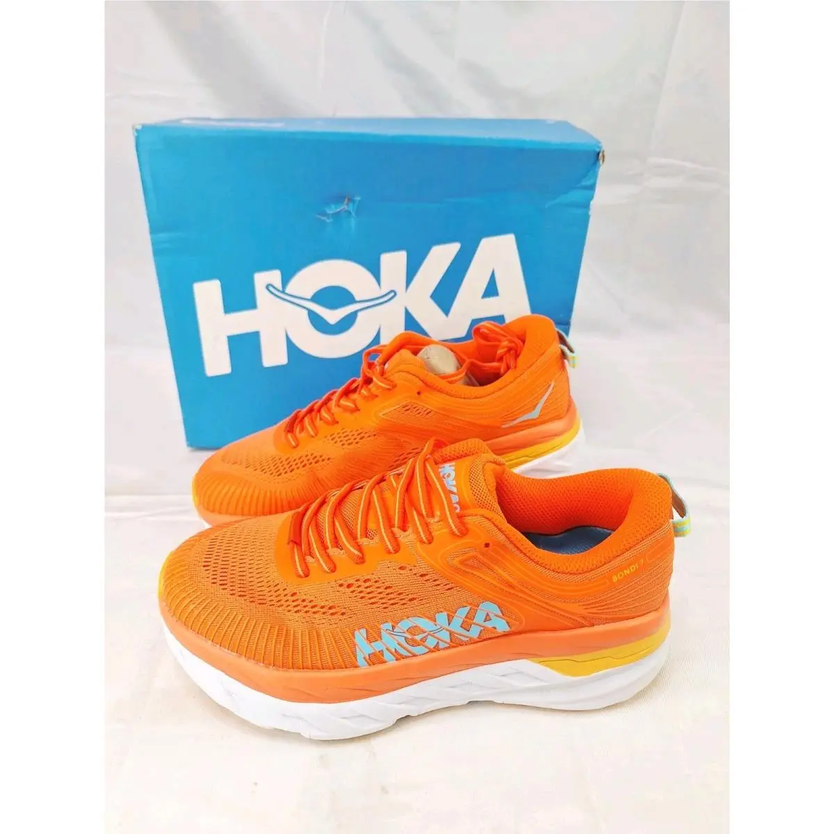 Hoka One One Bondi 7 Women`s Size 6.5 Running Shoes Sneaker Cushion Walk Orange