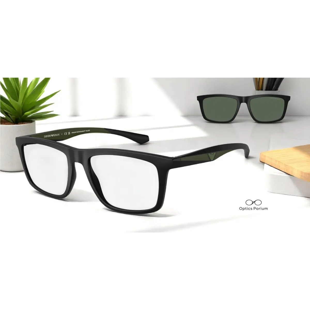 Emporio Armani EA4235 50011W Matte Black Clear 53 mm Men`s Sunglasses