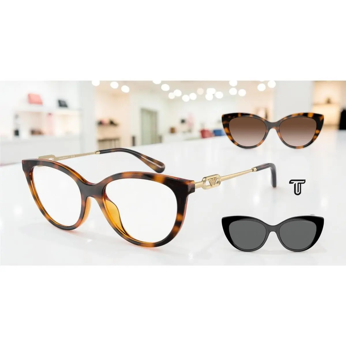 Emporio Armani EA4213U 50261W Shiny Havana Clear 53 mm Women`s Sunglasses