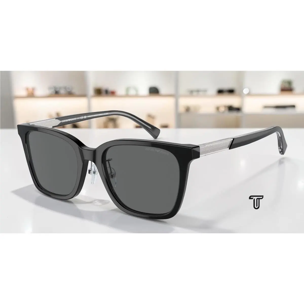 Emporio Armani EA4226D 501787 Shiny Black Dark Grey 55 mm Men`s Sunglasses