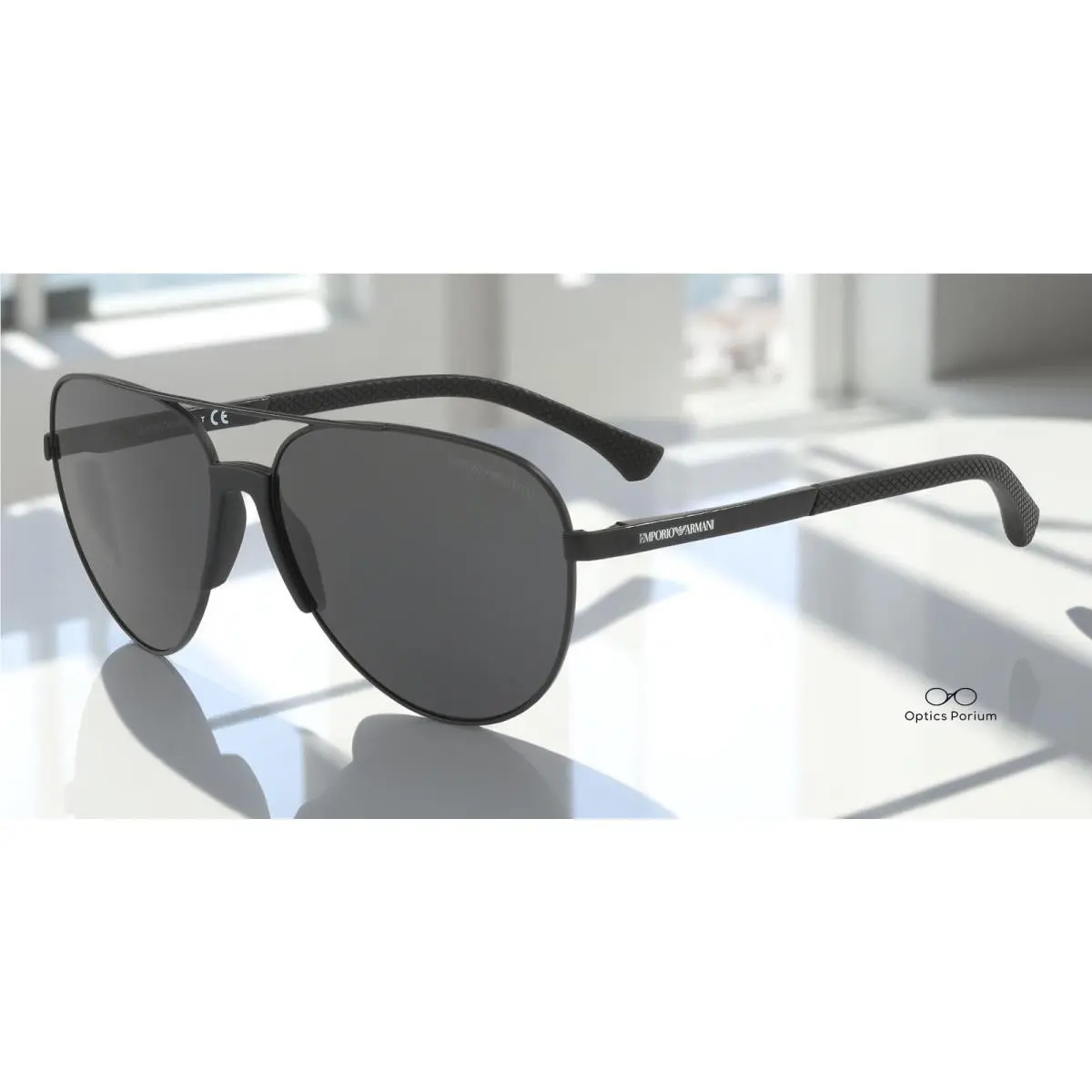 Emporio Armani EA2059 320387 Pilot Matte Black Grey 61 mm Men`s Sunglasses