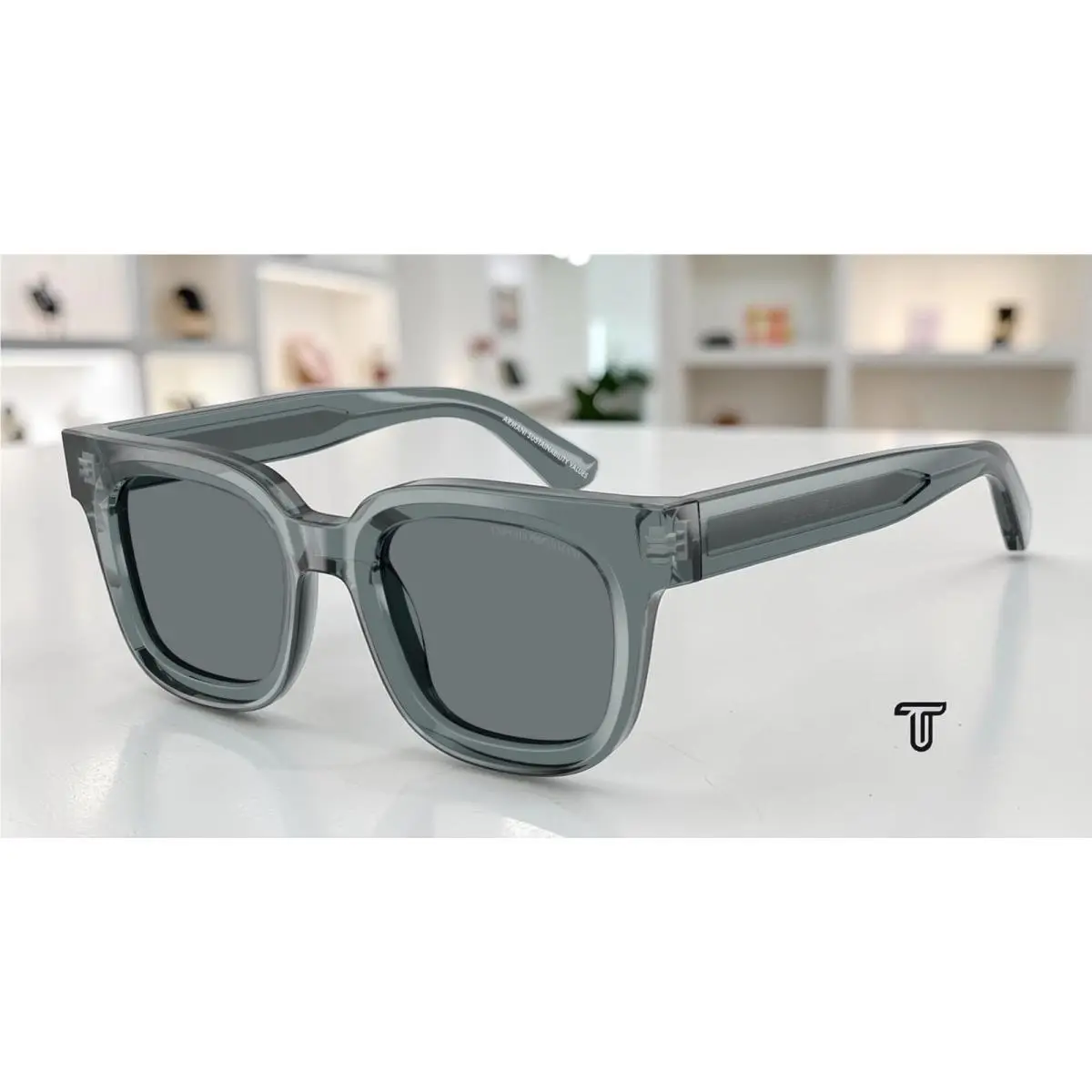 Emporio Armani EA4271 636480 Transparent Grey Dark Blue 47 mm Women`s Sunglasses