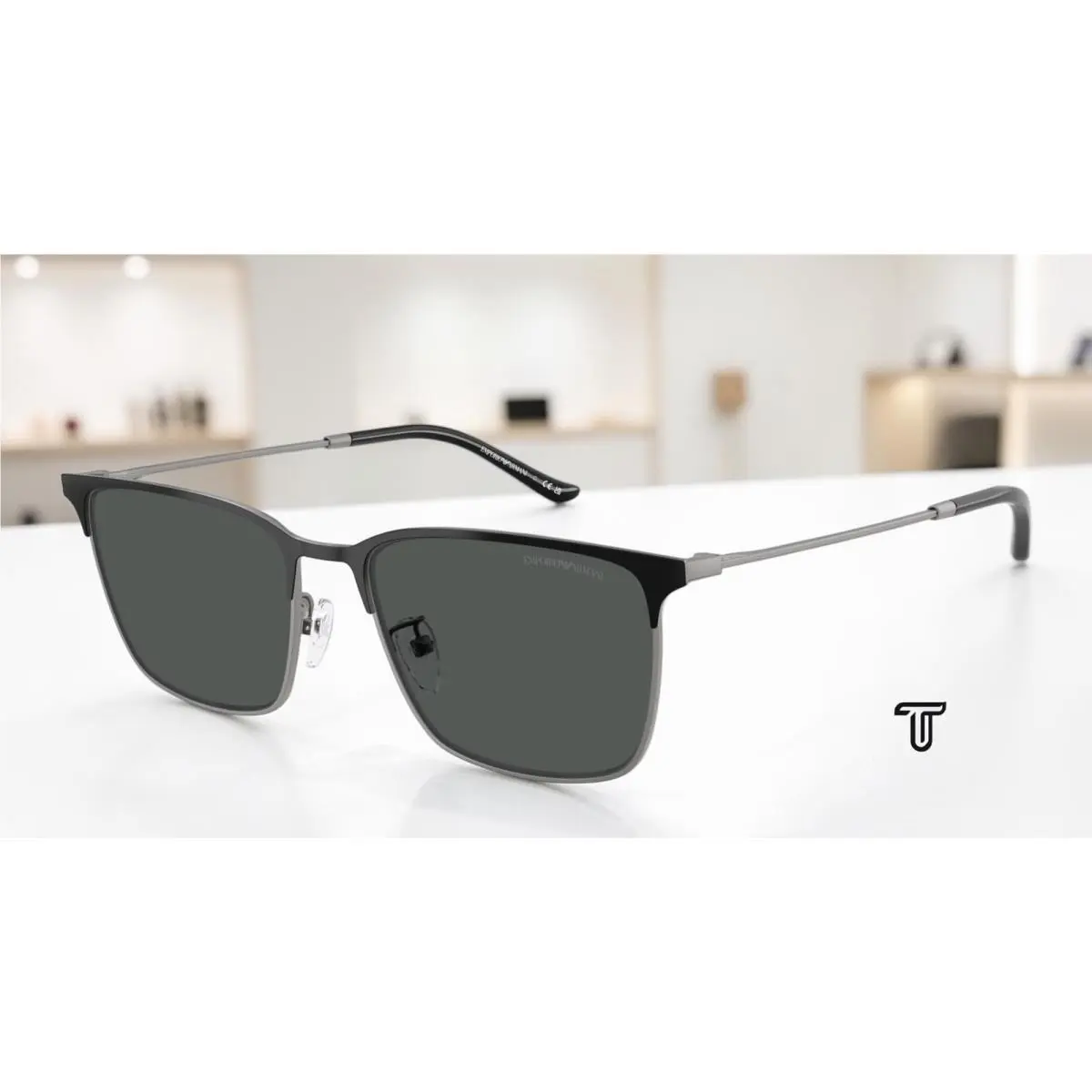 Emporio Armani EA2164D 300187 Matte Gunmetal Black Dark Grey 57mm Men Sunglasses