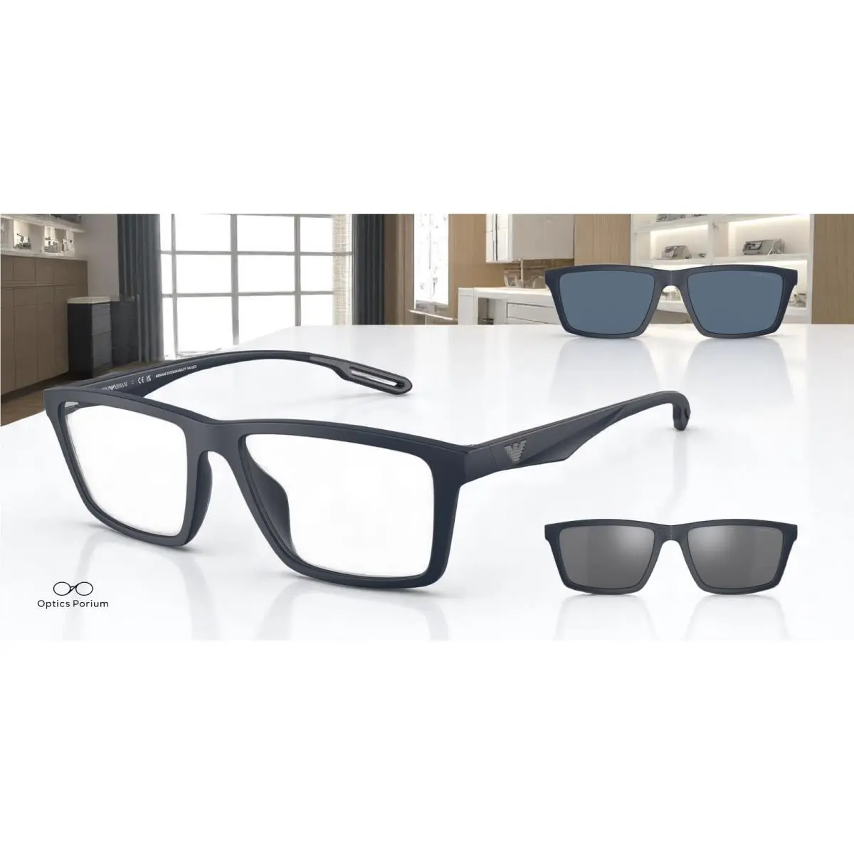 Emporio Armani EA4189U 50881W Matte Blue Clear 55 mm Men`s Sunglasses