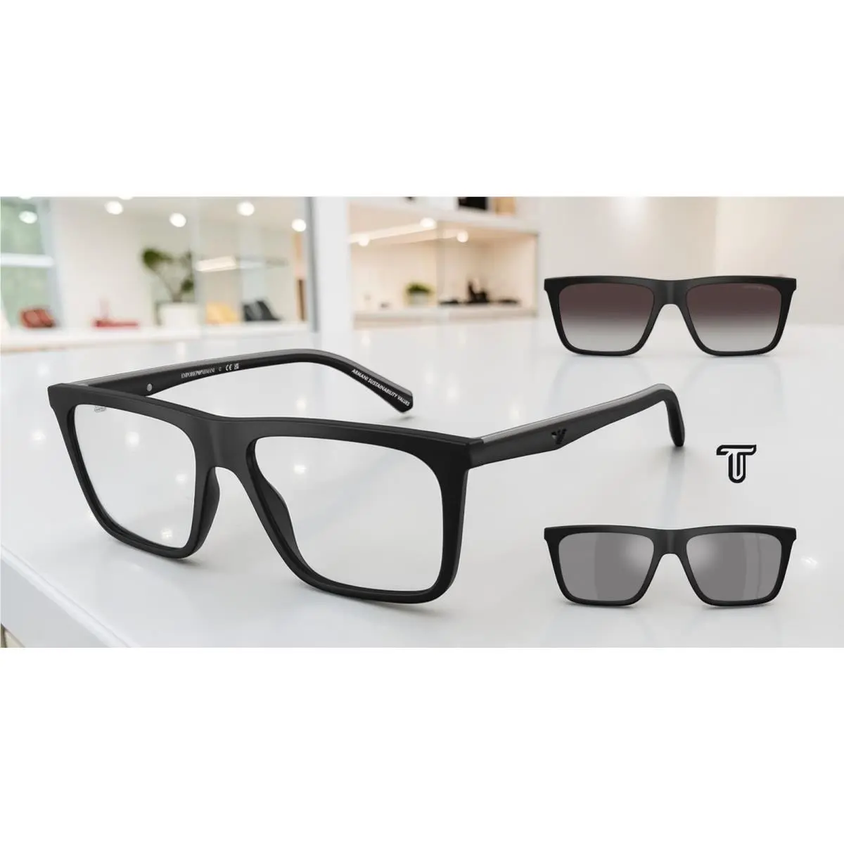 Emporio Armani EA4258 50011W Matte Black Clear 54 mm Men`s Sunglasses