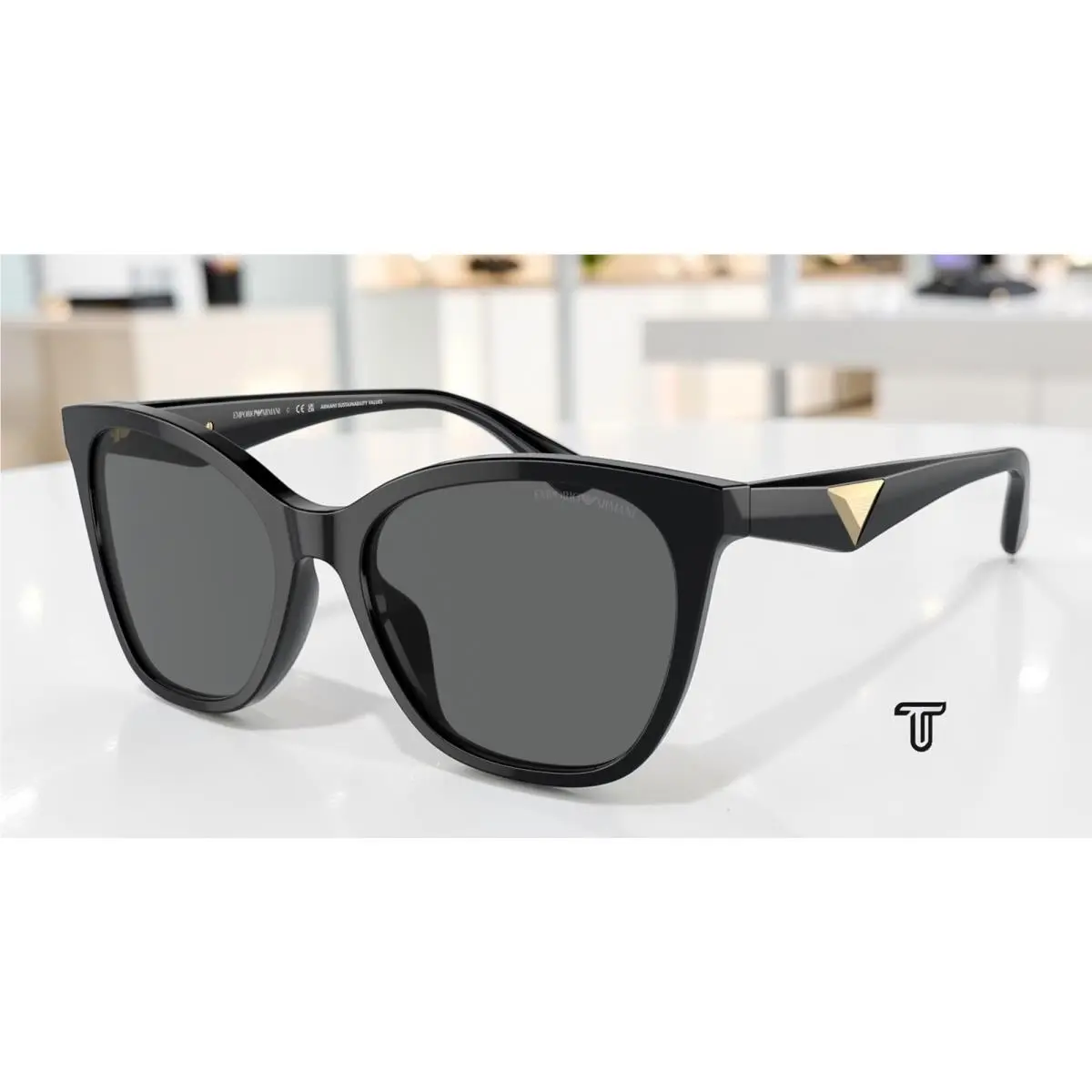 Emporio Armani EA4222U 501787 Shiny Black Dark Grey 56 mm Women`s Sunglasses