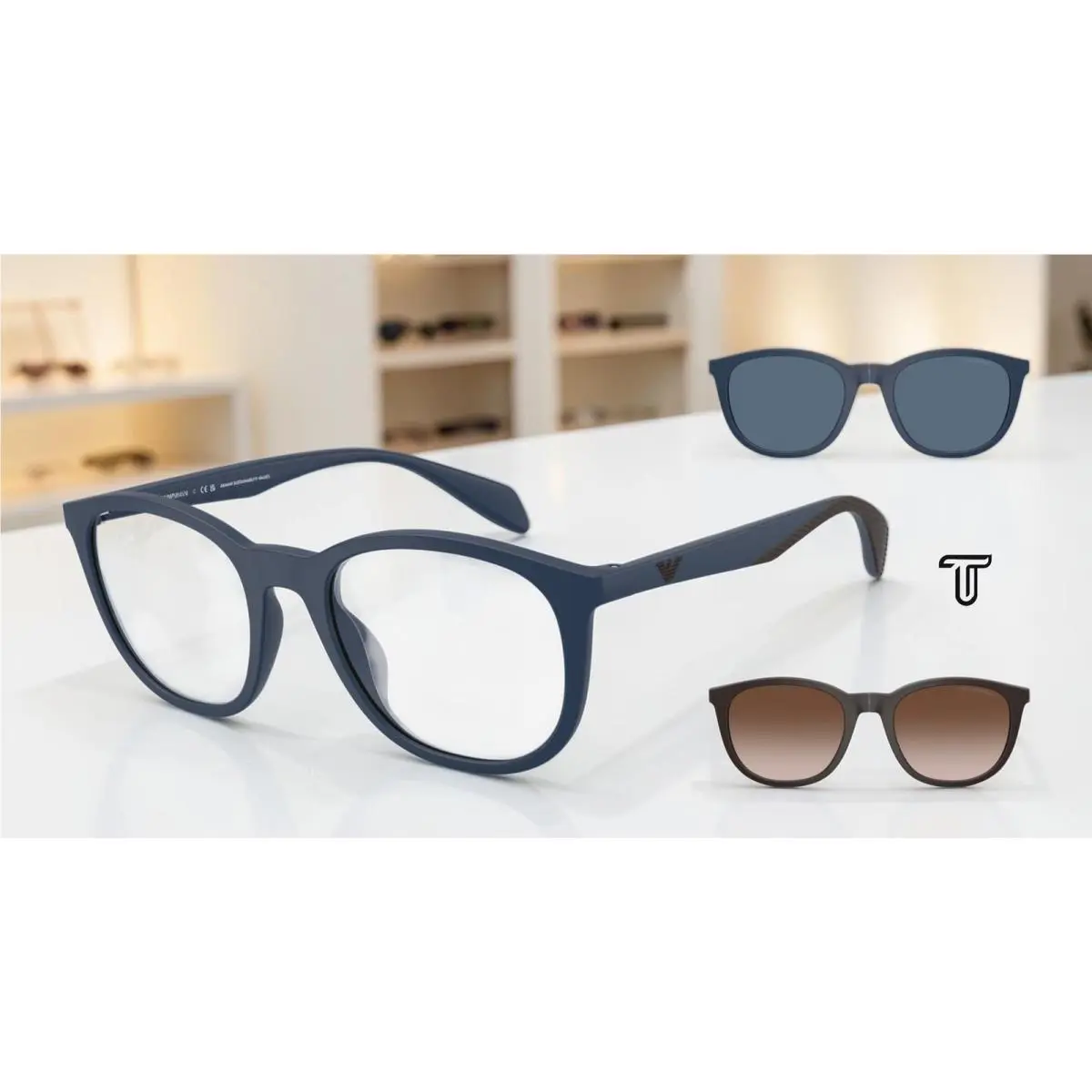 Emporio Armani EA4211 61851W Matte Blue Clear 52 mm Men`s Sunglasses