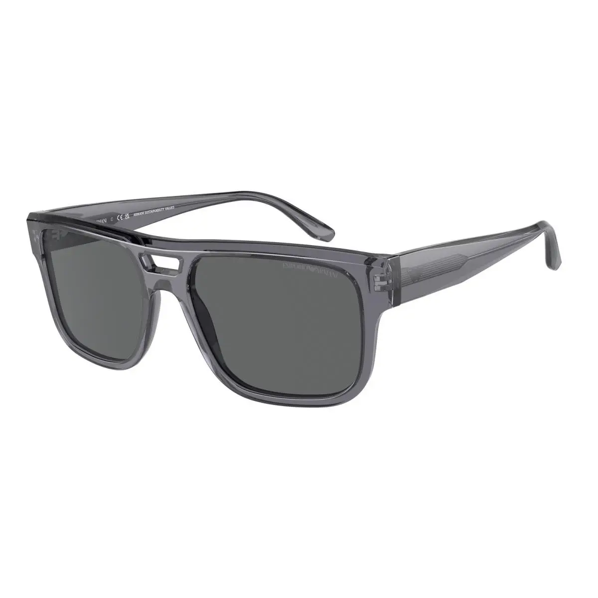 Emporio Armani EA4197 502987 Transparent Grey Dark Grey 57 mm Men`s Sunglasses