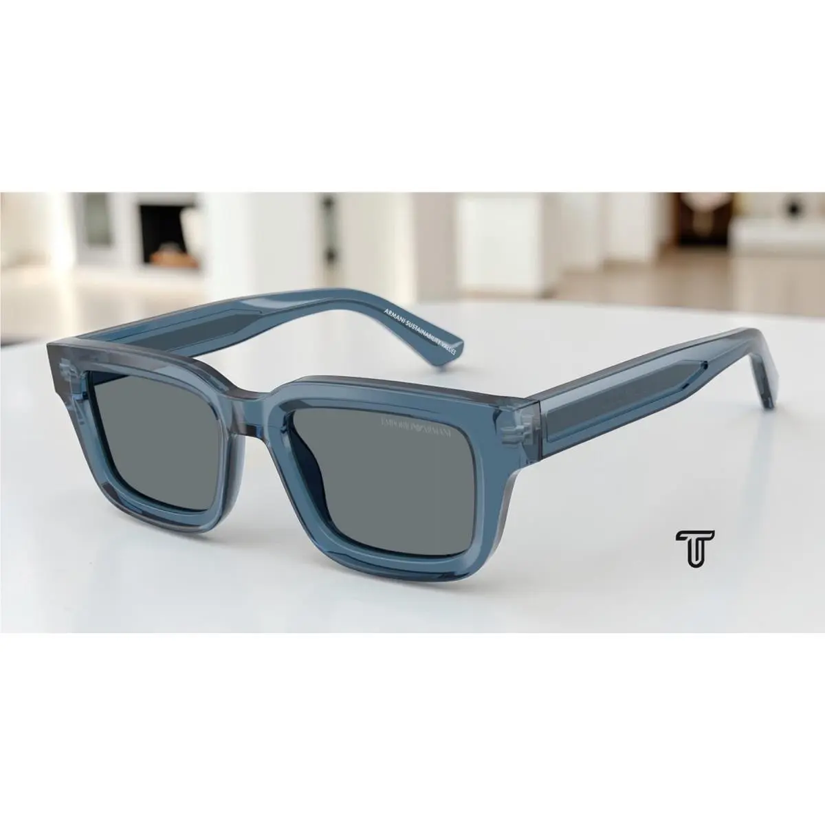 Emporio Armani EA4270 636280 Shiny Transparent Blue Blue 51 mm Men`s Sunglasses