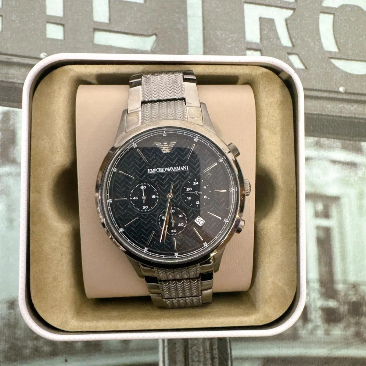 Emporio Armani AR2505 Renato Chronograph Navy Blue Dial Men`s Watch