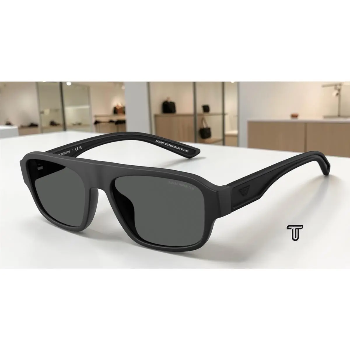 Emporio Armani EA4266U 500187 Rubber Matte Black Dark Grey 55mm Men`s Sunglasses