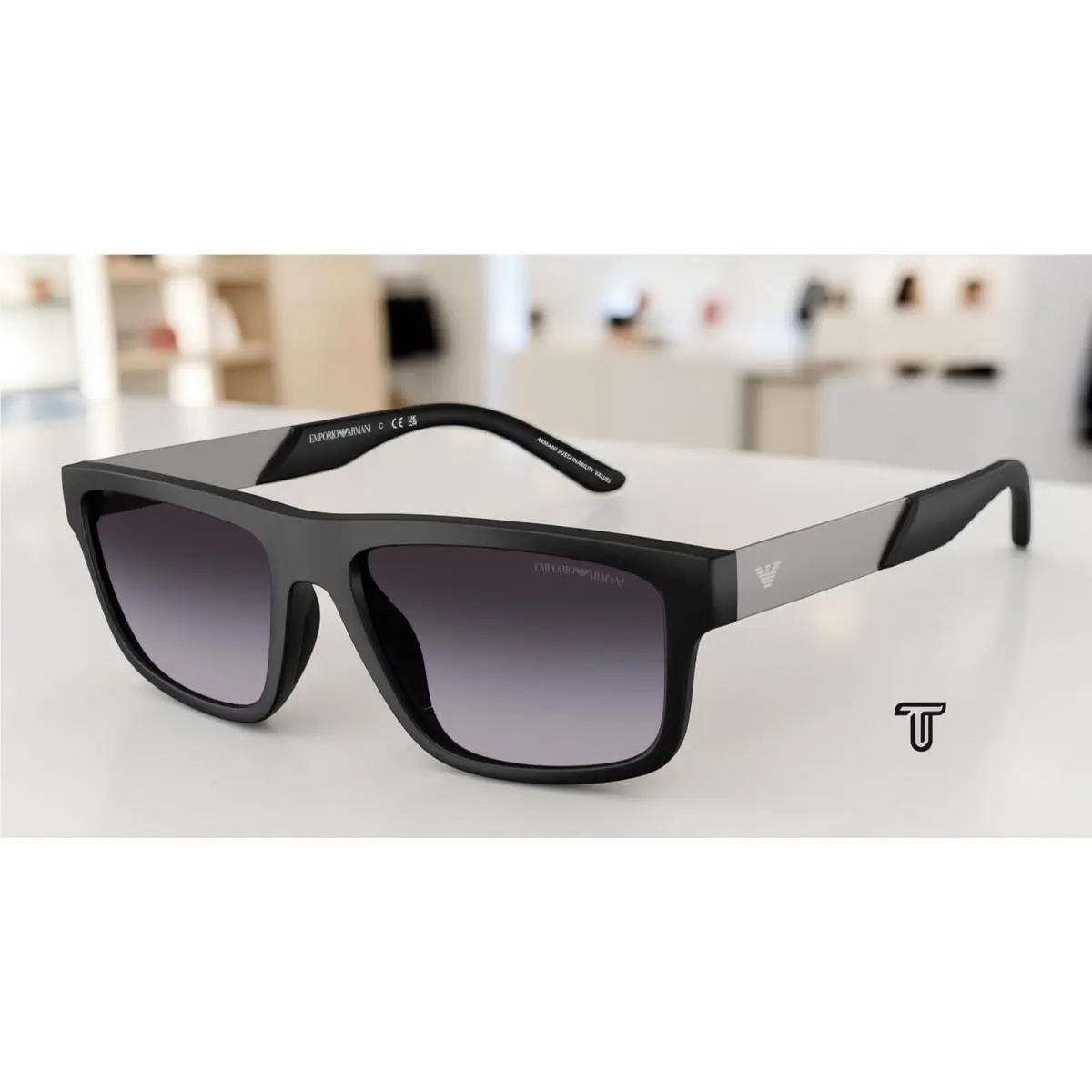 Emporio Armani EA4244U 50018G Matte Black Grey Gradient 57 mm Men`s Sunglasses