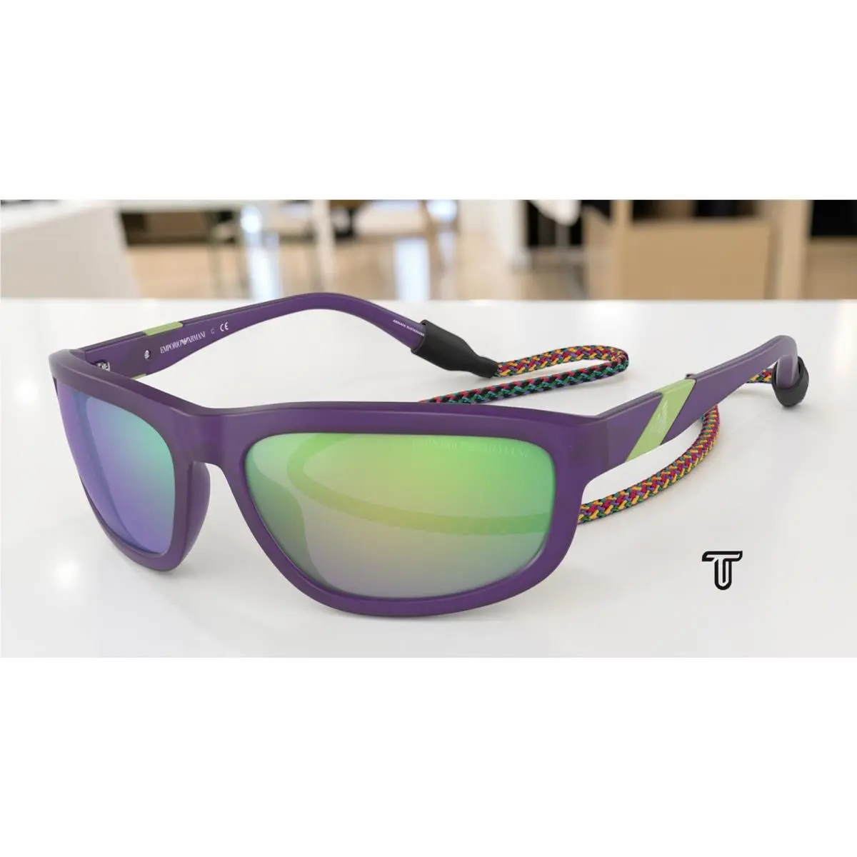 Emporio Armani EA4183U 51283R Mt Purple Grey Mir Green 64 mm Men`s Sunglasses