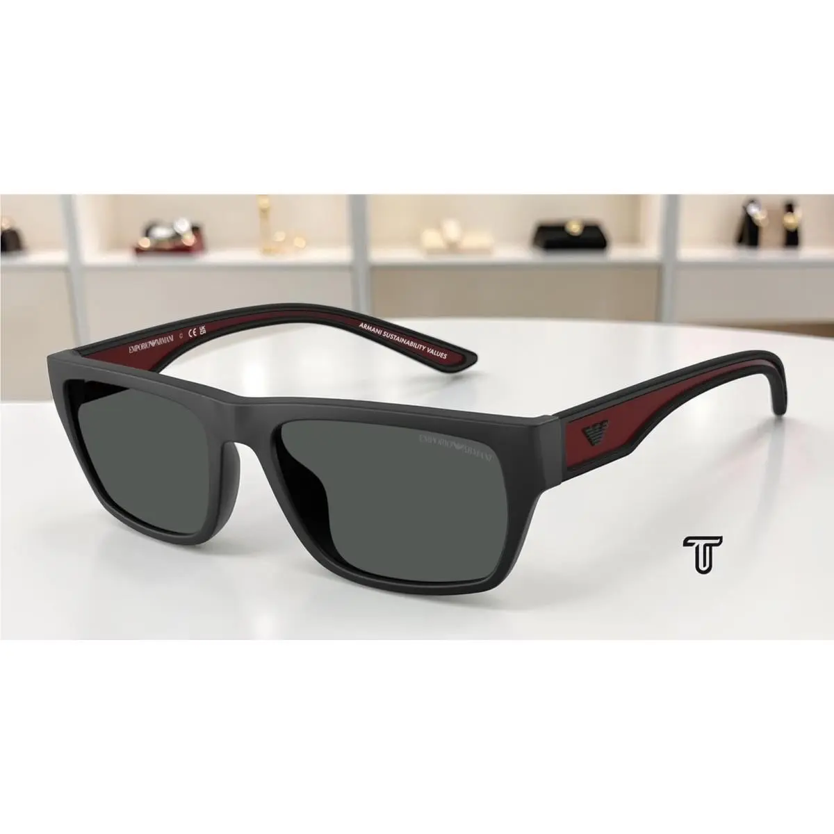 Emporio Armani EA4267U 500987 Rubber Matte Black Dark Grey 57mm Men`s Sunglasses