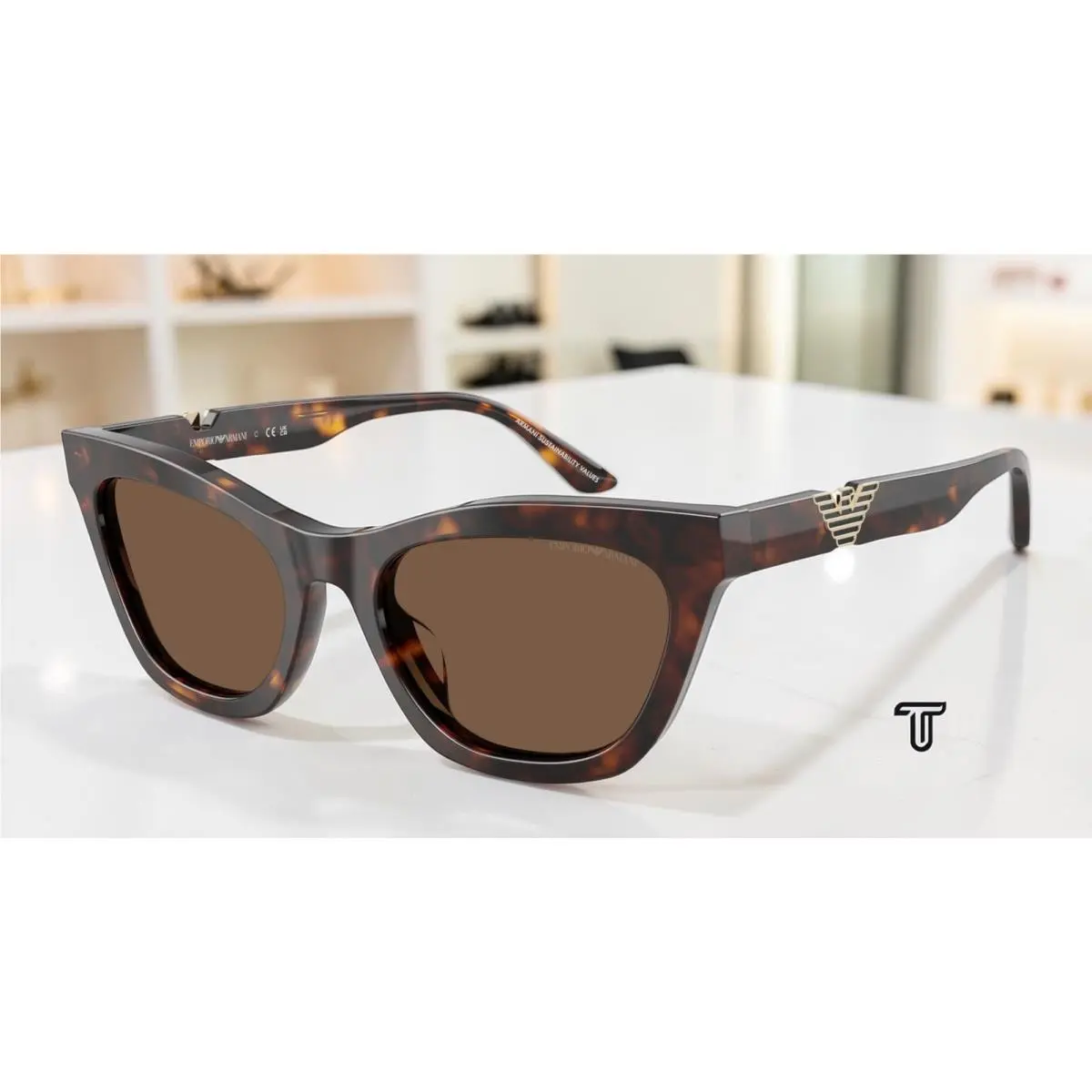 Emporio Armani EA4259U 502673 Shiny Havana Brown 55 mm Women`s Sunglasses