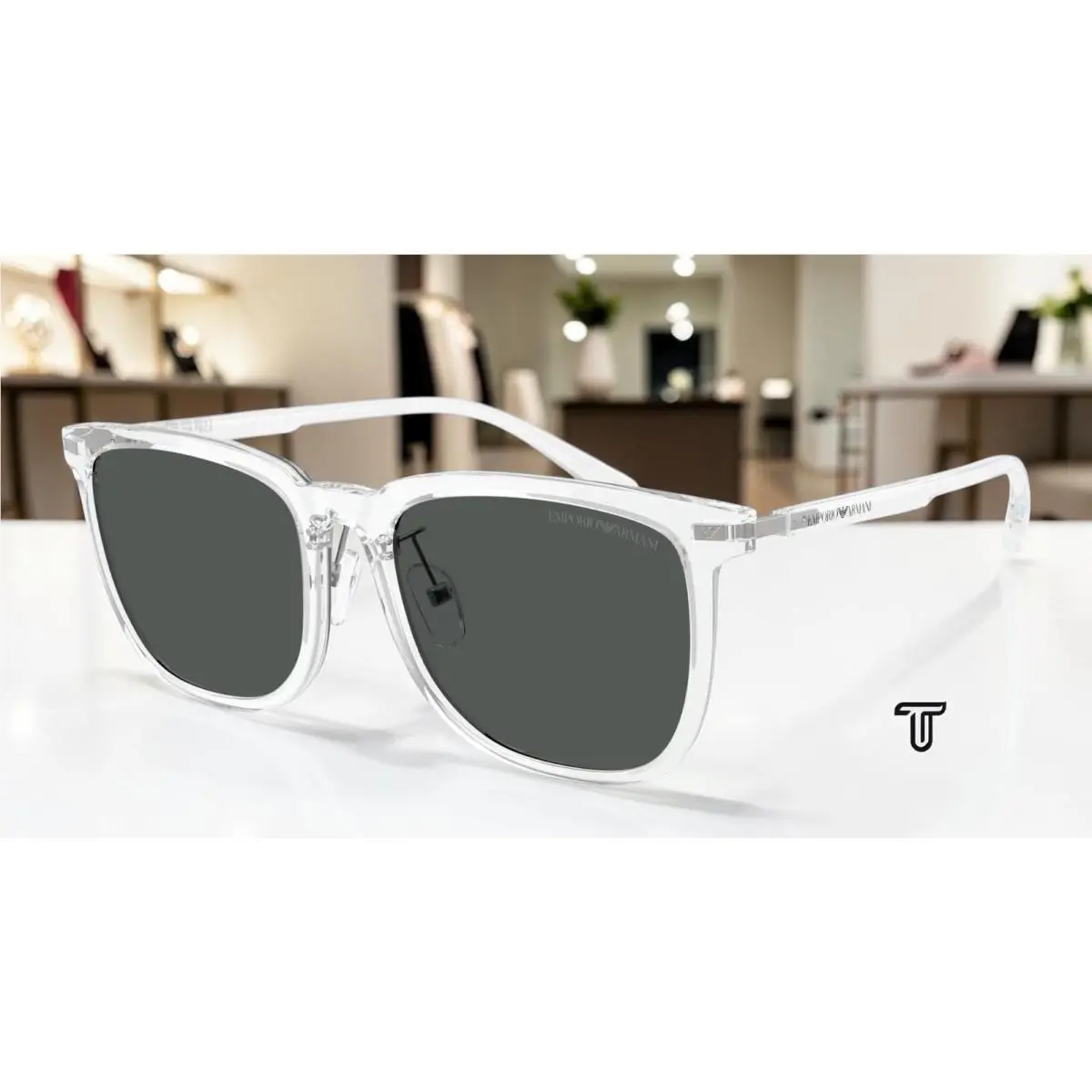 Emporio Armani EA4255D 634487 Shiny Crystal Dark Grey 56 mm Unisex Sunglasses