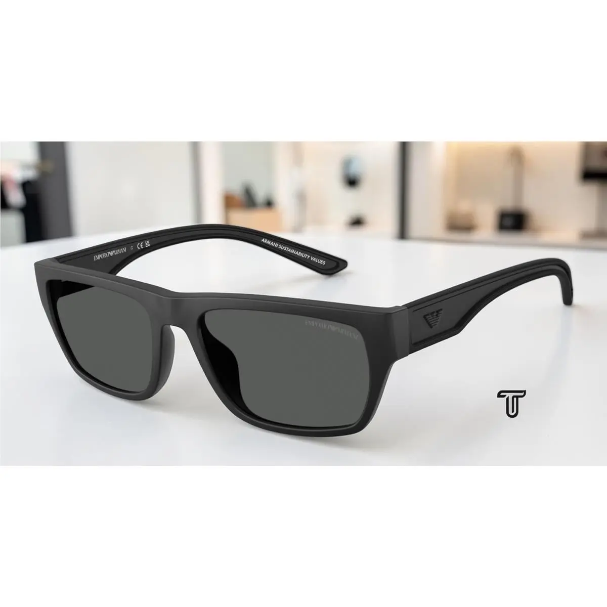 Emporio Armani EA4267U 500187 Rubber Matte Black Dark Grey 57mm Men`s Sunglasses