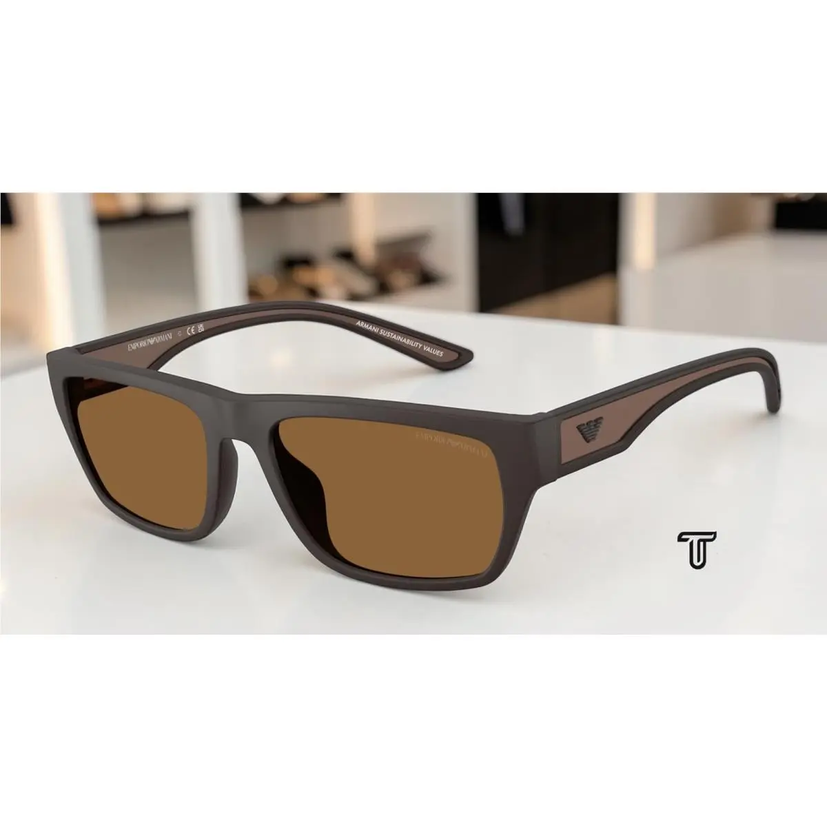 Emporio Armani EA4267U 618673 Rubberized Matte Brown Brown 57mm Men`s Sunglasses