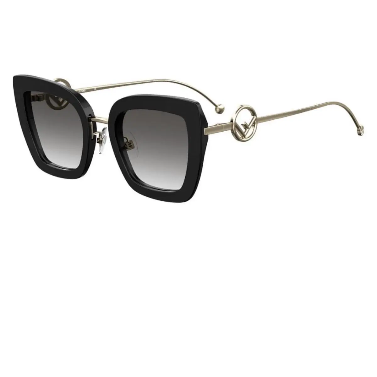 Fendi FF 0408/S 807 9O Sunglasses Black Frame Grey Shaded Lenses 51mm