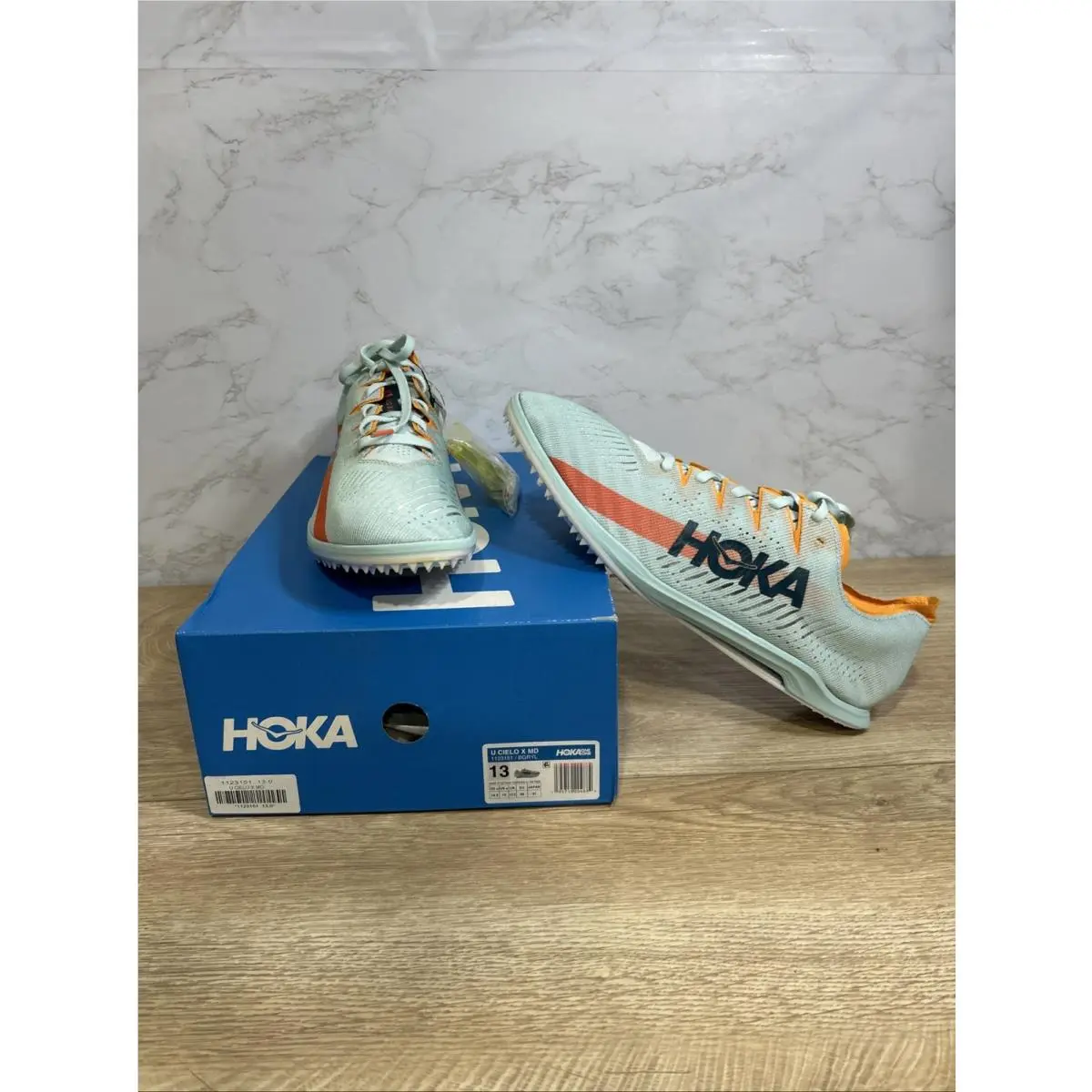 Hoka U Cielo X MD Blue Glass/radiant Yellow Track Spike Shoes 1123151 Sz 13