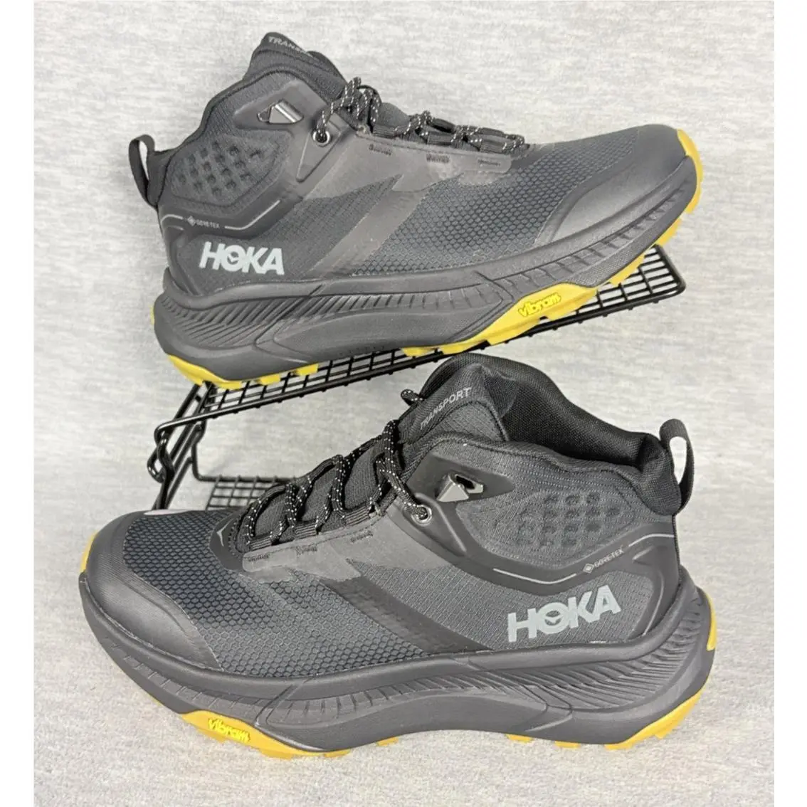 Hoka Transport Gtx Hiking Sneakers Mens 7 D Black Waterproof Comfor Outdoors